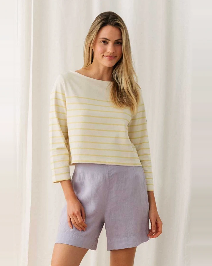 TWOTHIRDS Damen vegan T-Shirt Groto Gelb/Cremefarben
