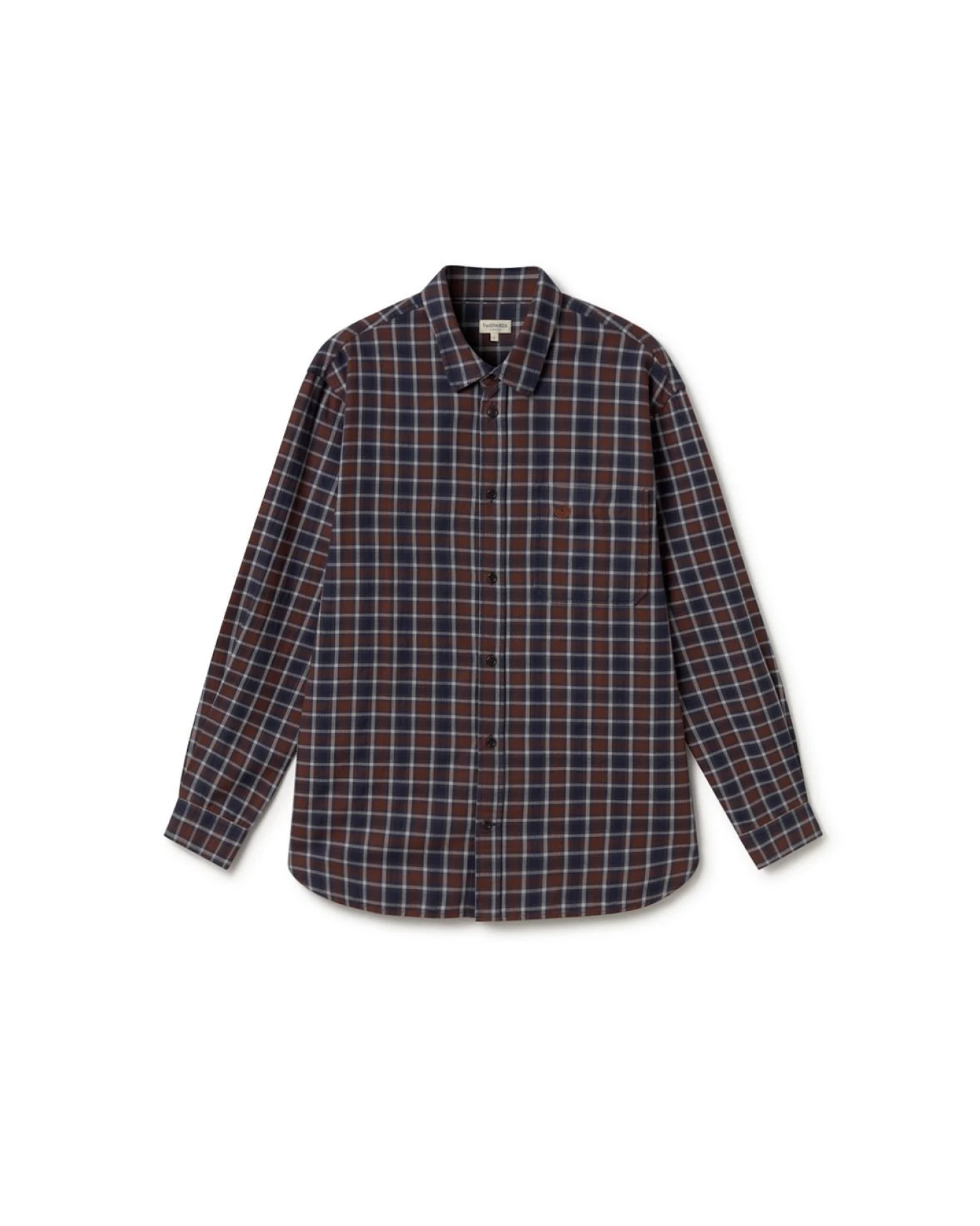 TWOTHIRDS Herren vegan Hemd Dundalk Marineblau & Braun – Ansicht 2