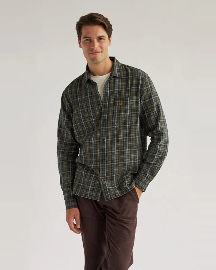 TWOTHIRDS Herren vegan Hemd Laytown Grün & Marine