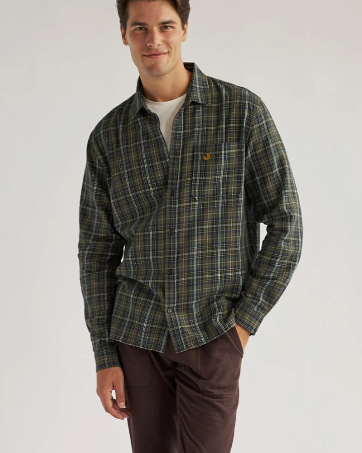 TWOTHIRDS Herren vegan Hemd Laytown Grün & Marine