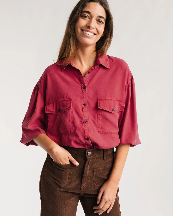 TWOTHIRDS Damen vegan Hemd Hamushin Washed Fuchsia