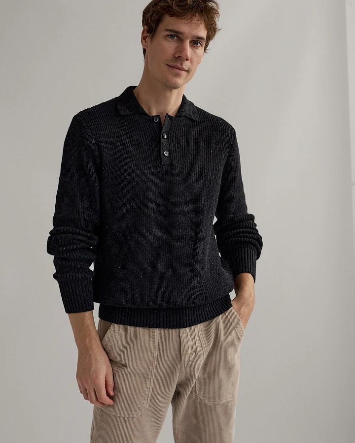 TWOTHIRDS Herren vegan Pullover Orango Schwarz Neps