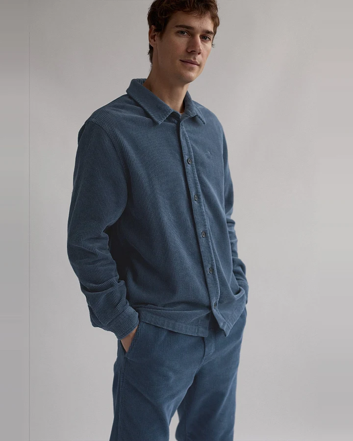 TWOTHIRDS Herren vegan Überhemd Dangar Vintage Indigo