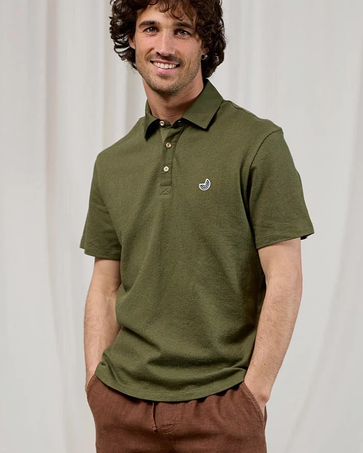 TWOTHIRDS Herren vegan Polohemd Kahuku Efeugrün