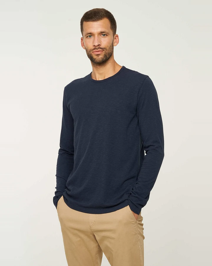 Recolution Herren vegan Langarmshirt Maca Dunkelblau
