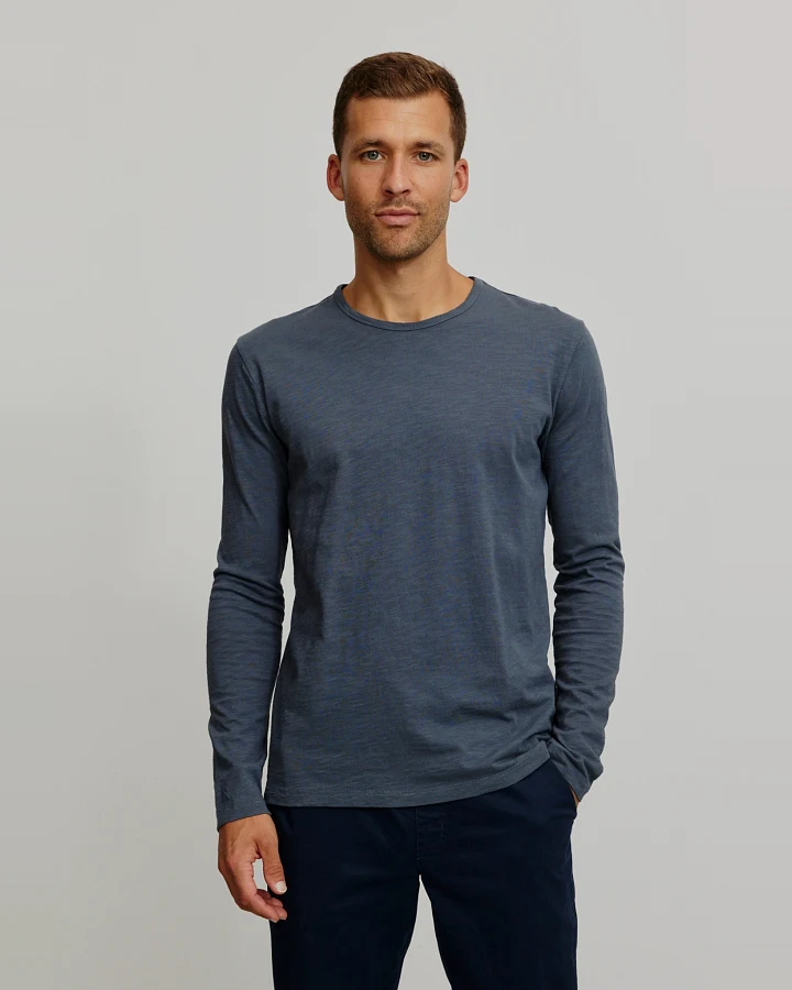 Recolution Herren vegan Longsleeve Maca Slub Taubenblau