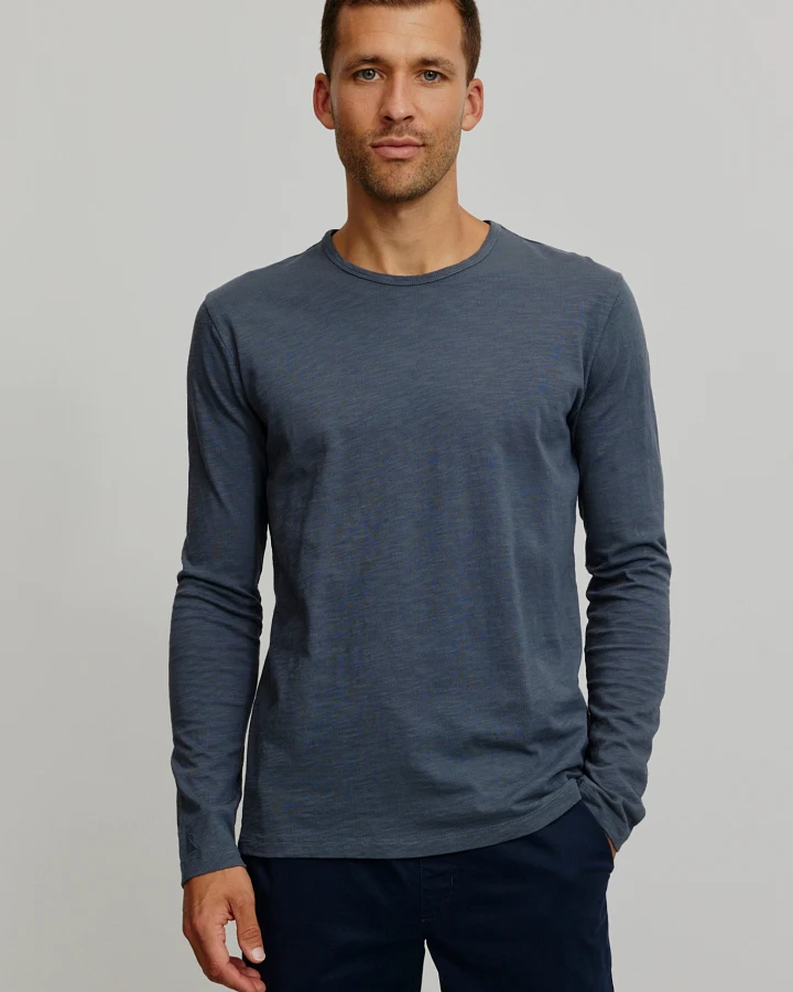 Recolution Herren vegan Longsleeve Maca Slub Taubenblau