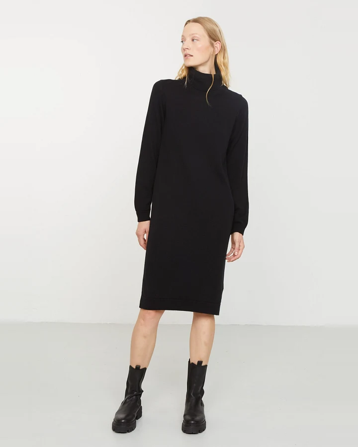 Recolution Damen vegan Kleid Knit Vinca Schwarz