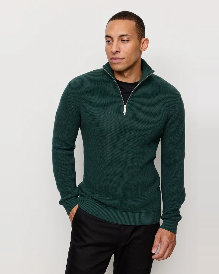 Recolution Herren vegan Pullover Strick Helantium Tiefgrün