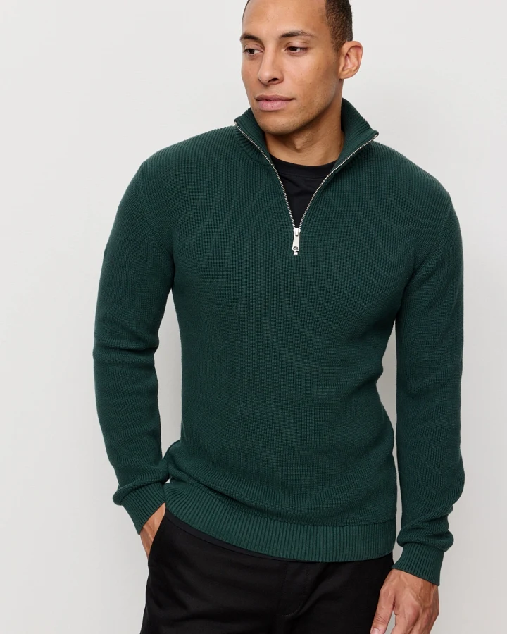 Recolution Herren vegan Pullover Strick Helantium Tiefgrün