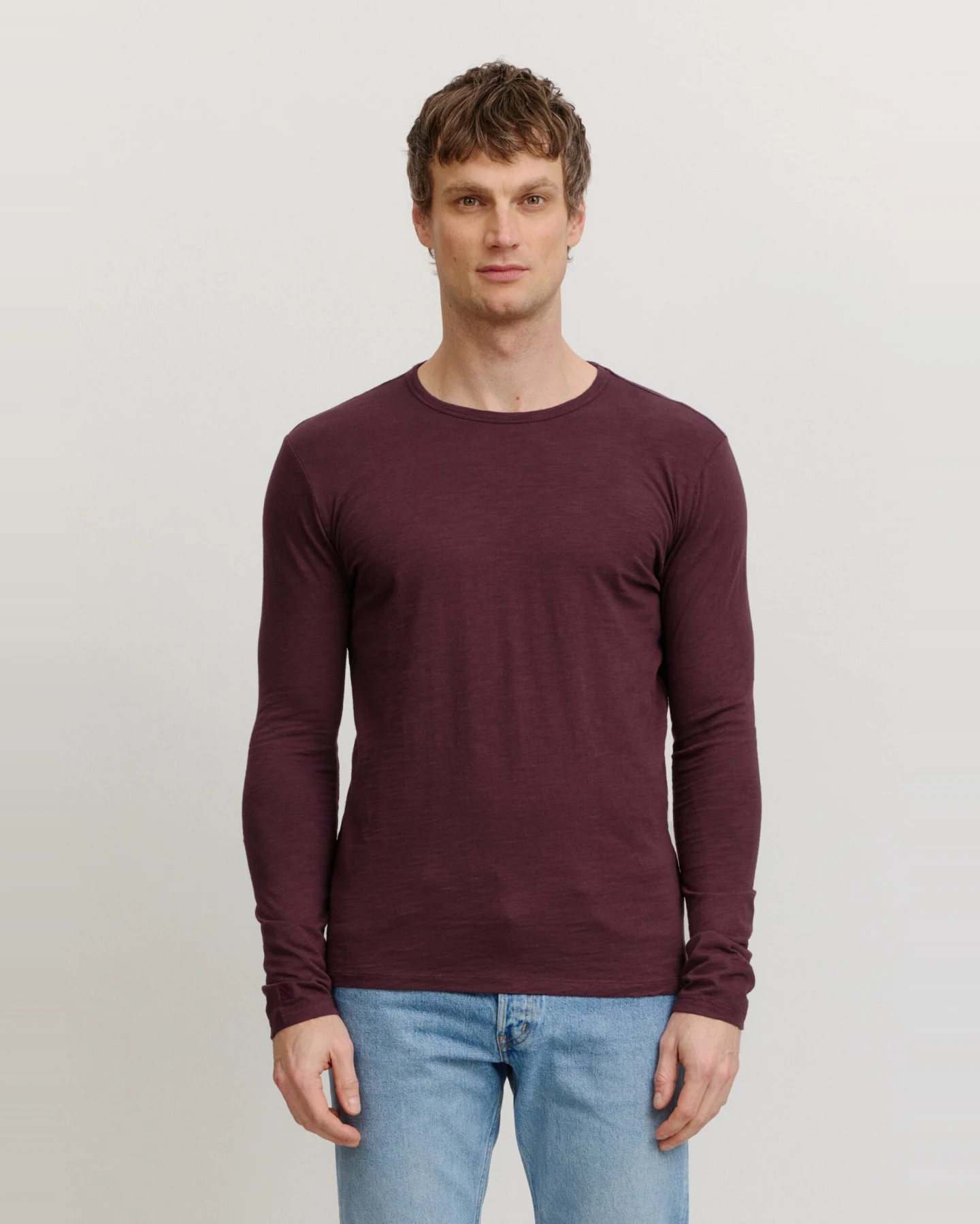 Recolution Herren vegan Langarmshirt Maca Dunkle Pflaume – Ansicht 2
