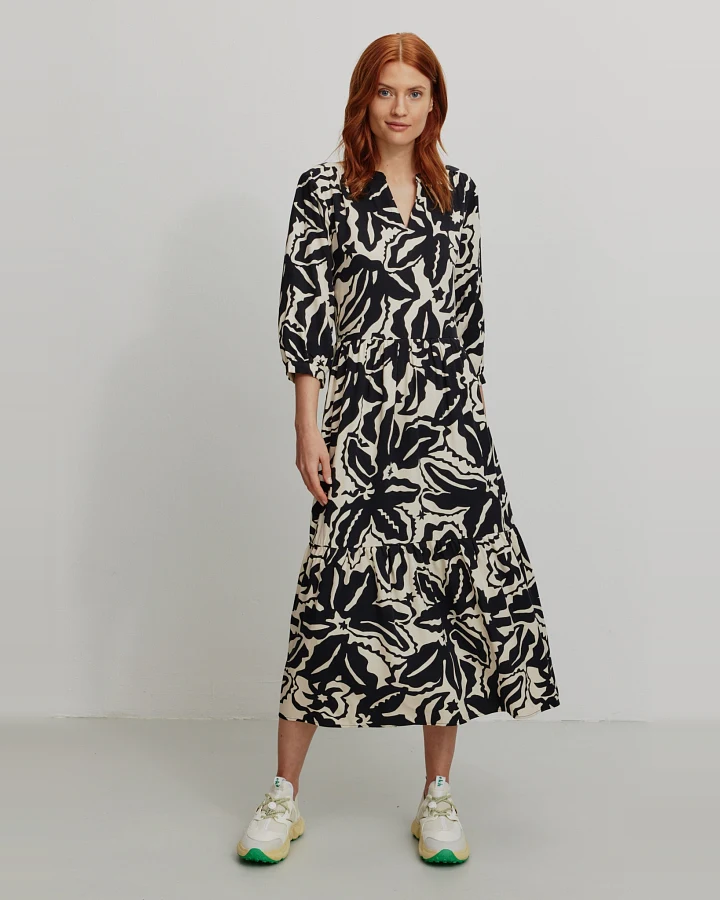 Recolution Damen vegan Kleid Medinilla Botanical Schwarz
