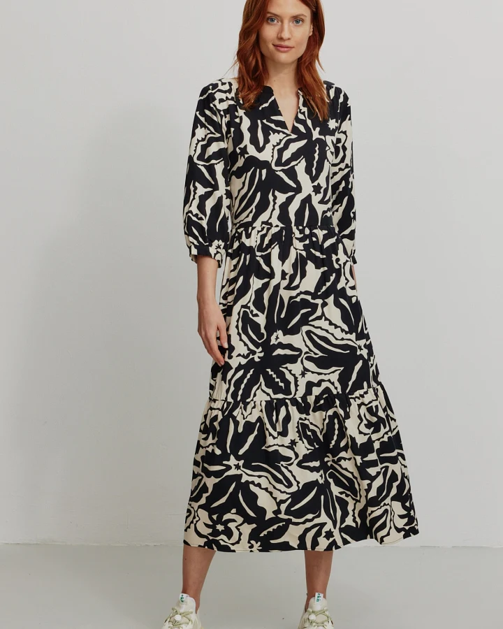 Recolution Damen vegan Kleid Medinilla Botanical Schwarz