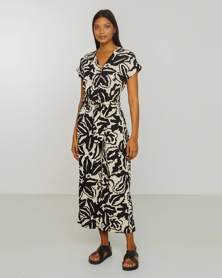 Recolution Damen vegan Jumpsuit Dianella Botanical Schwarz