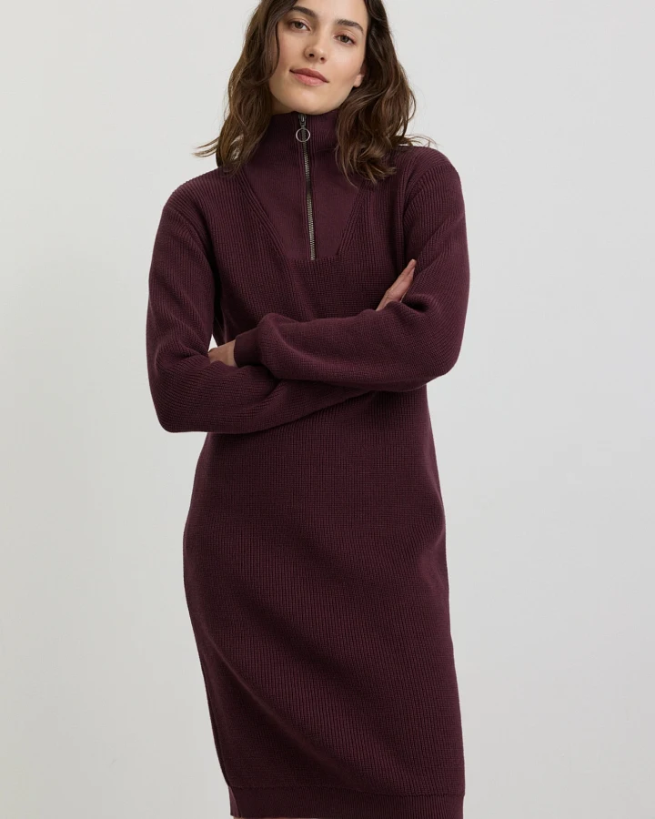 Recolution Damen vegan Kleid Stellera Dark Plum Gestrickt