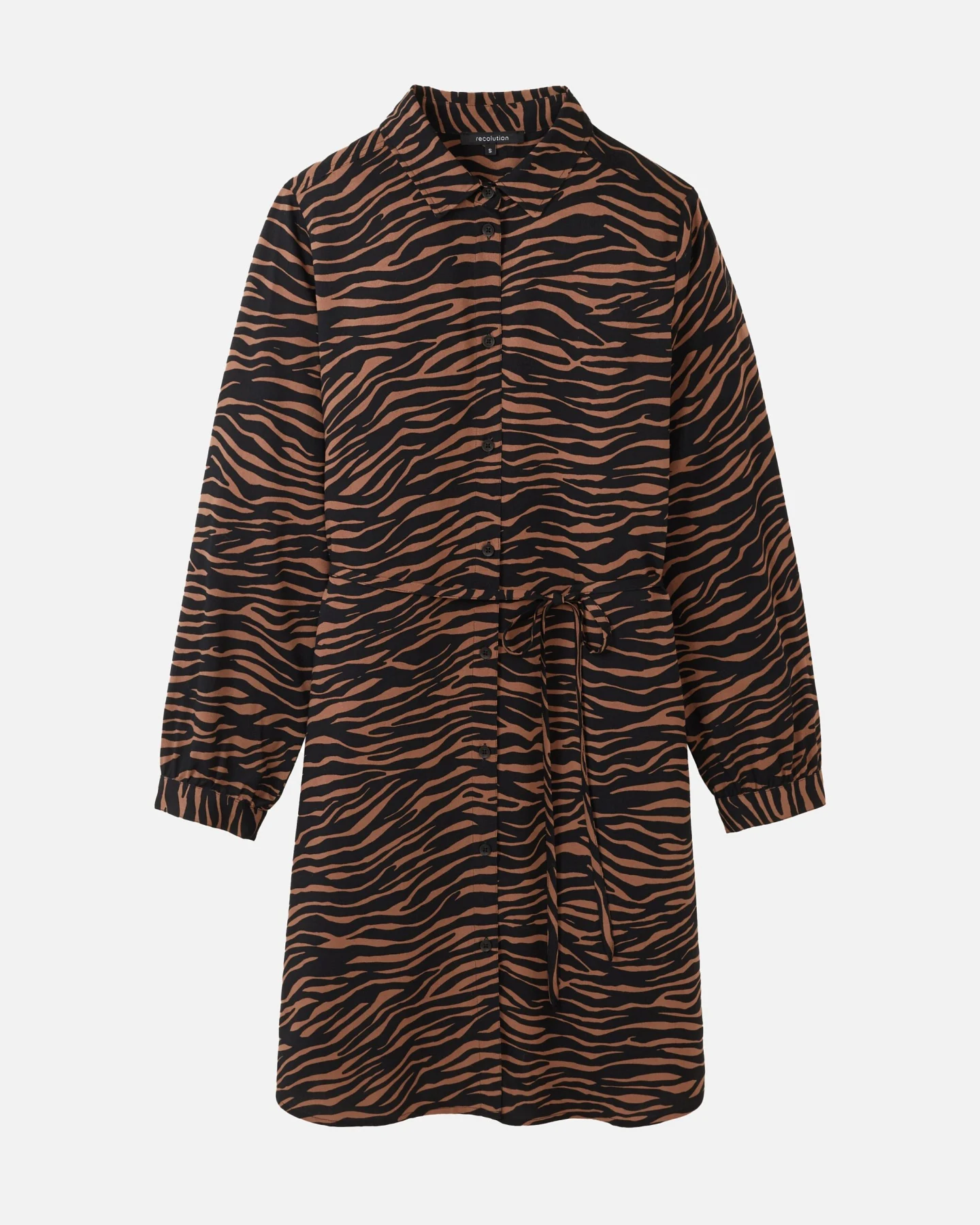 Recolution Damen vegan Kleid Melon Zebra Cognac Braun – Ansicht 2