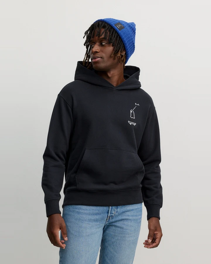 Recolution Herren vegan Kapuzenpulli Olive Falscher Weg Fahrer Schwarz