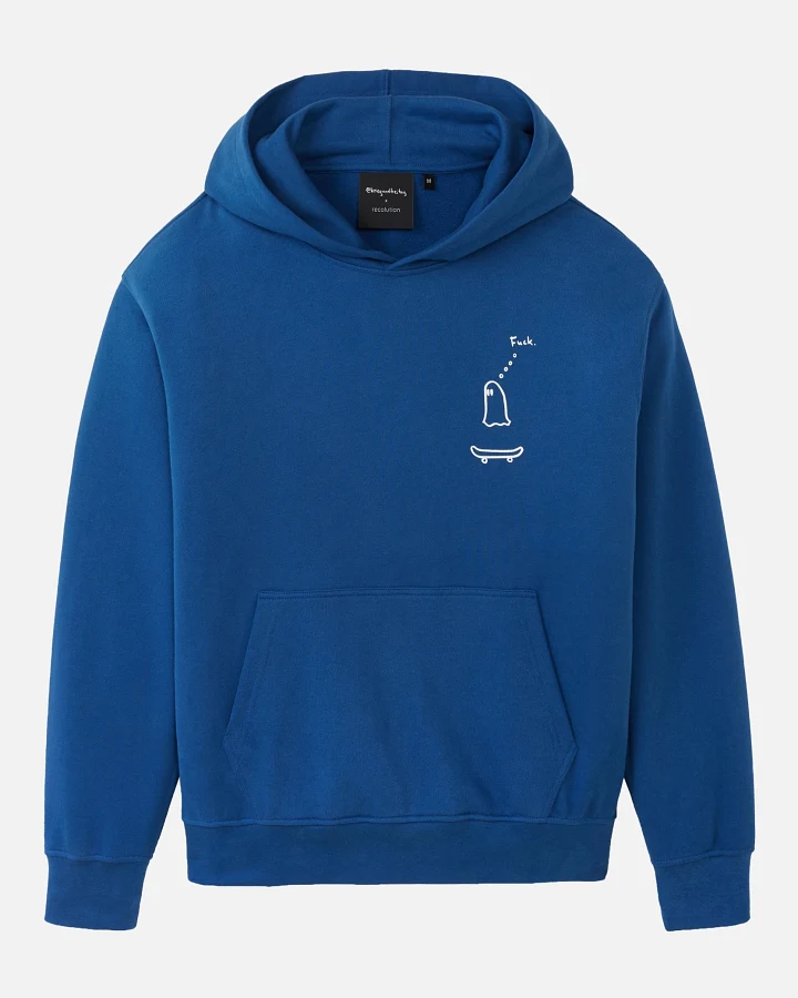 Recolution Herren vegan Hoodie Olive Falscher Weg Lapis Blue