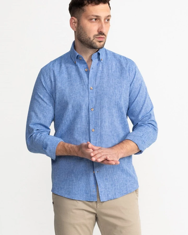 De IONESCU Herren vegan Hemd Godeanu Meeresblau
