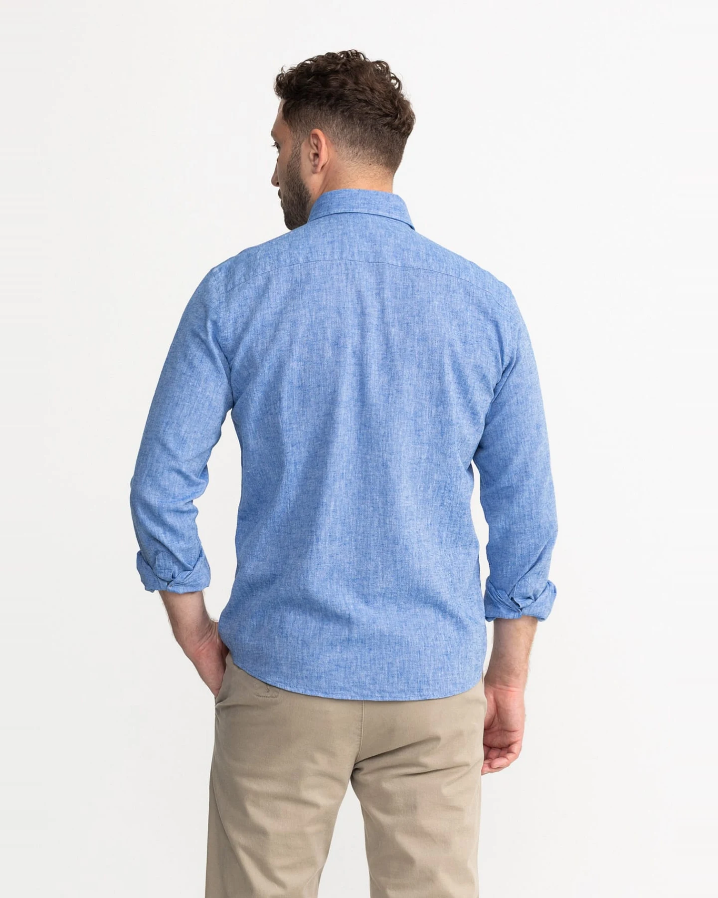 De IONESCU Herren vegan Hemd Godeanu Meeresblau – Ansicht 2