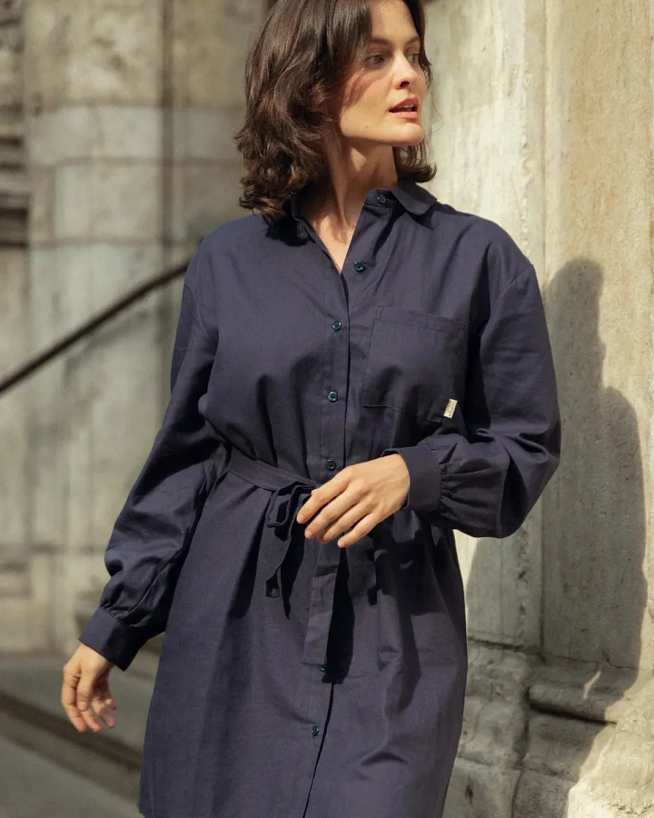 Clotsy Damen vegan Kleid Bonnie Marineblau