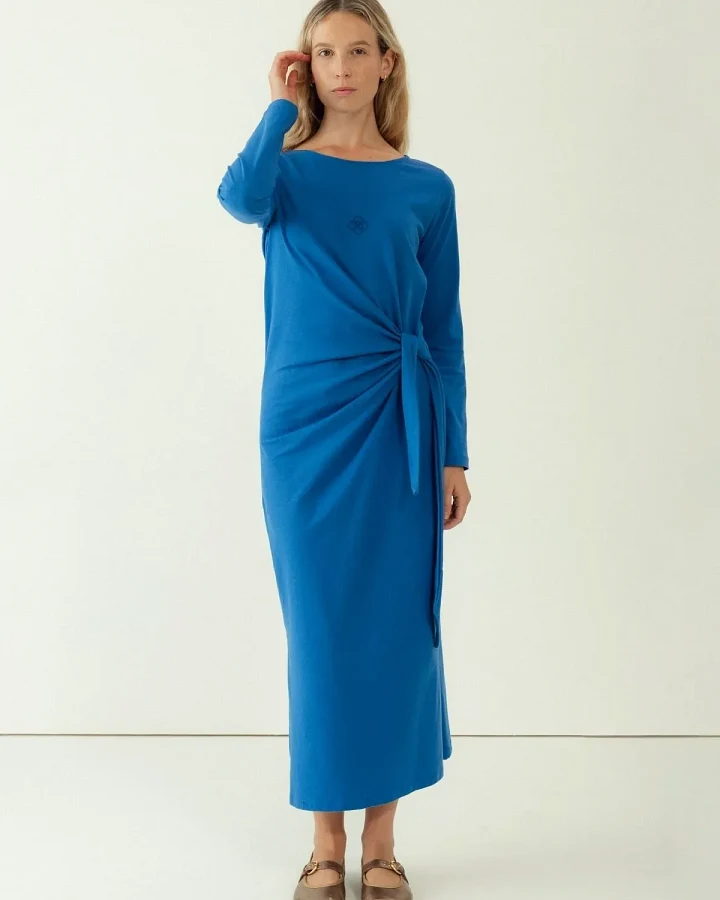 Clotsy Damen vegan Kleid Maxine Blau