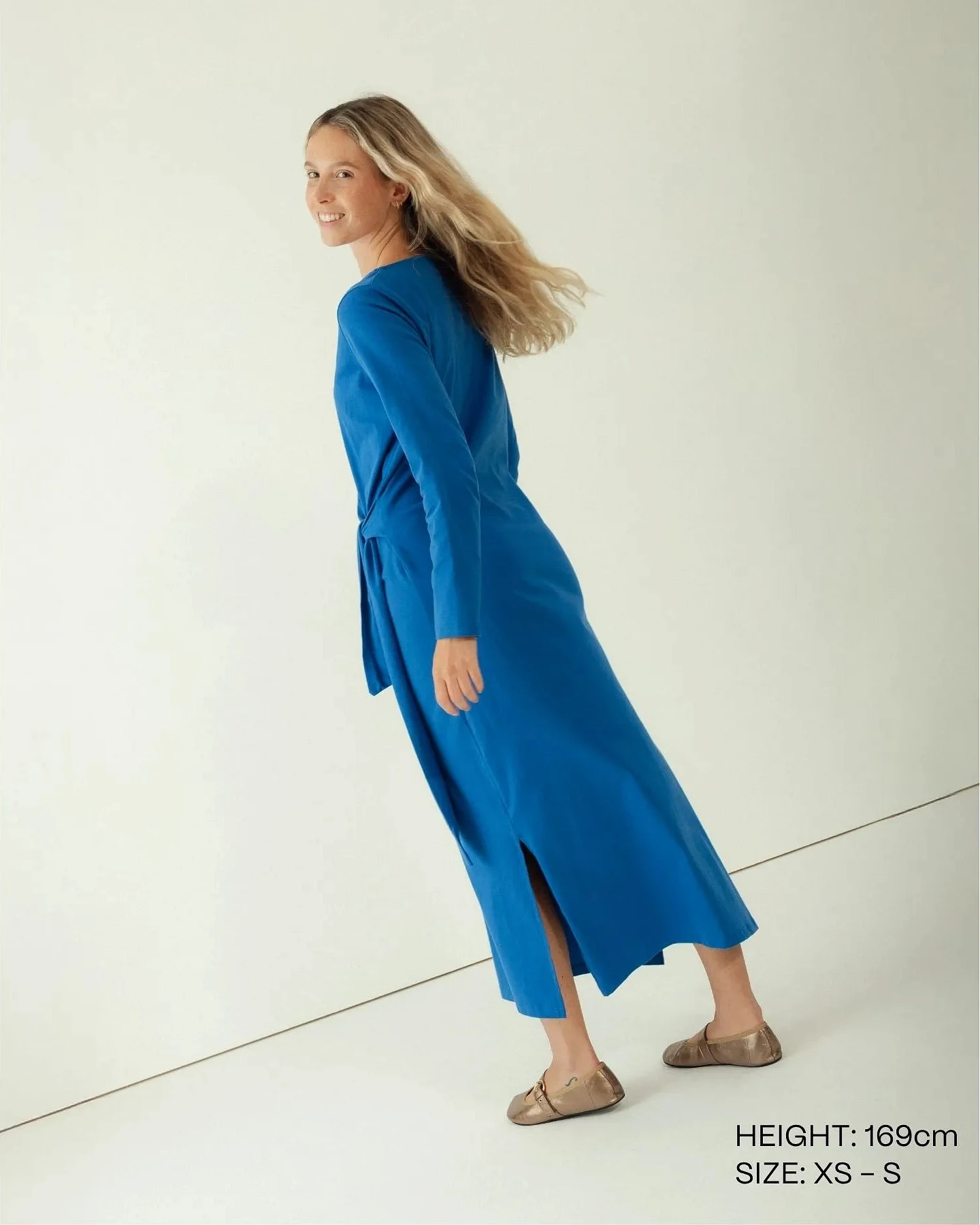 Clotsy Damen vegan Kleid Maxine Blau – Ansicht 2