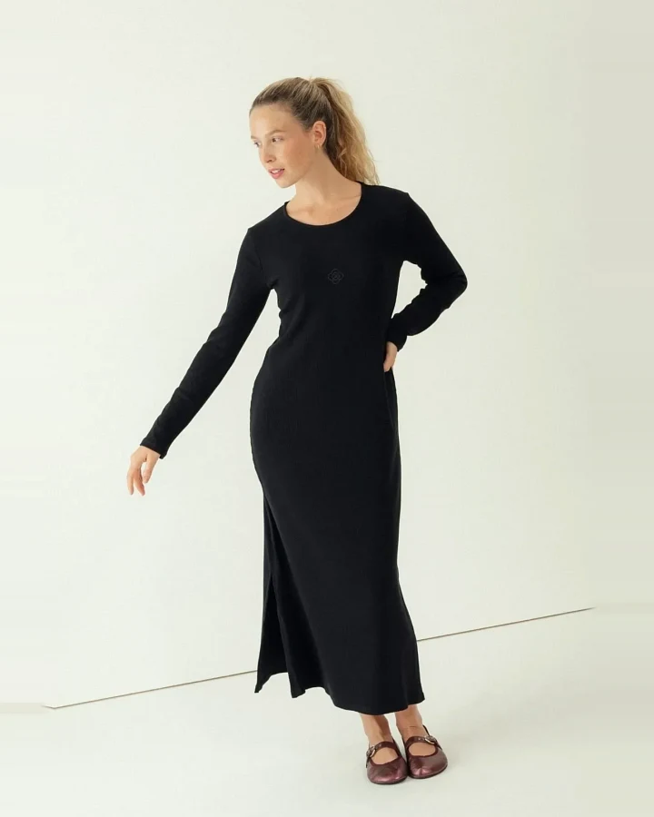 Clotsy Damen vegan Kleid Carnaby Schwarz