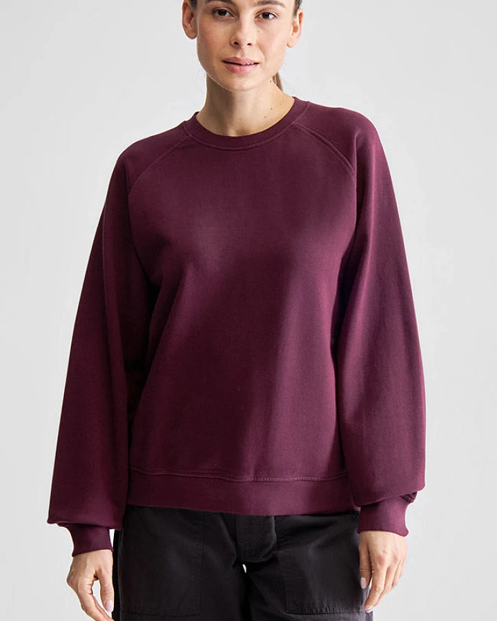 DEDICATED Damen vegan Sweatshirt Ystad Base Fig Rot