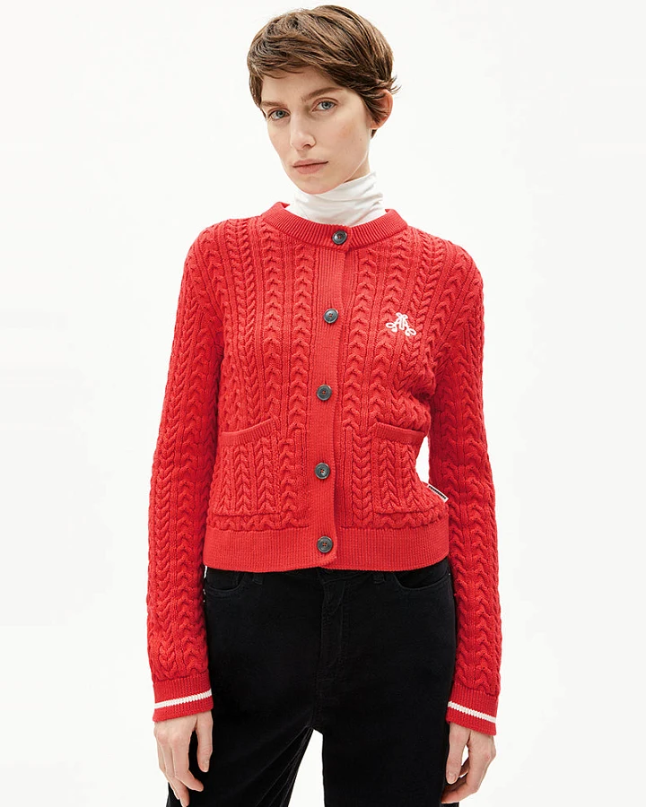 ARMEDANGELS Damen vegan Strickjacke Juliaanas Rot