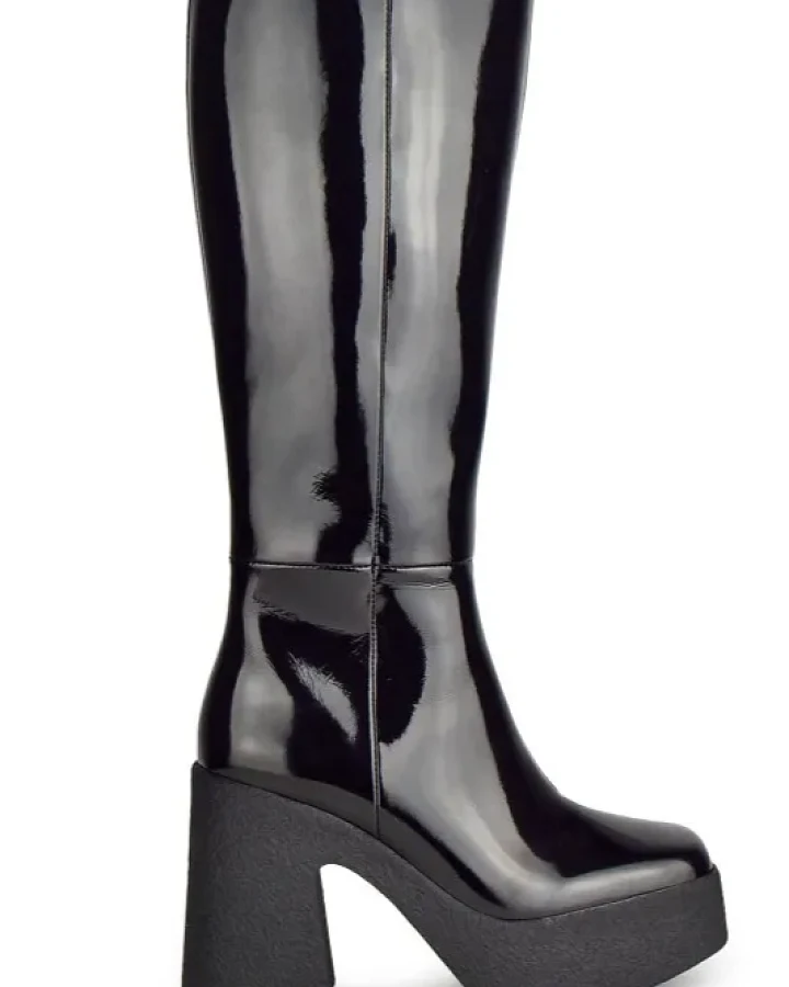 Altercore Damen vegan Stiefel Clarissa Schwarz Lack