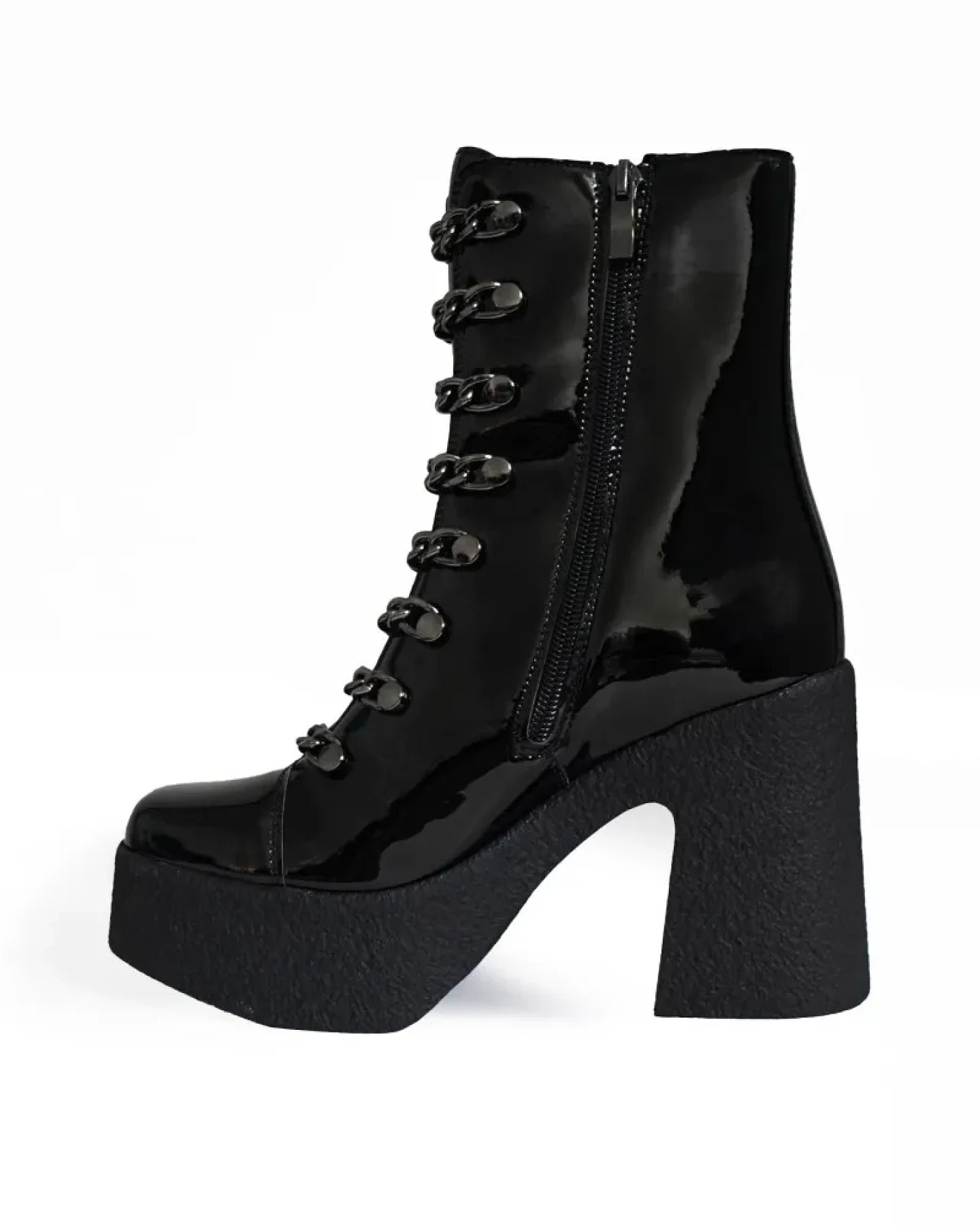 Altercore Damen vegan Stiefel Adele Schwarz Lack – Ansicht 2