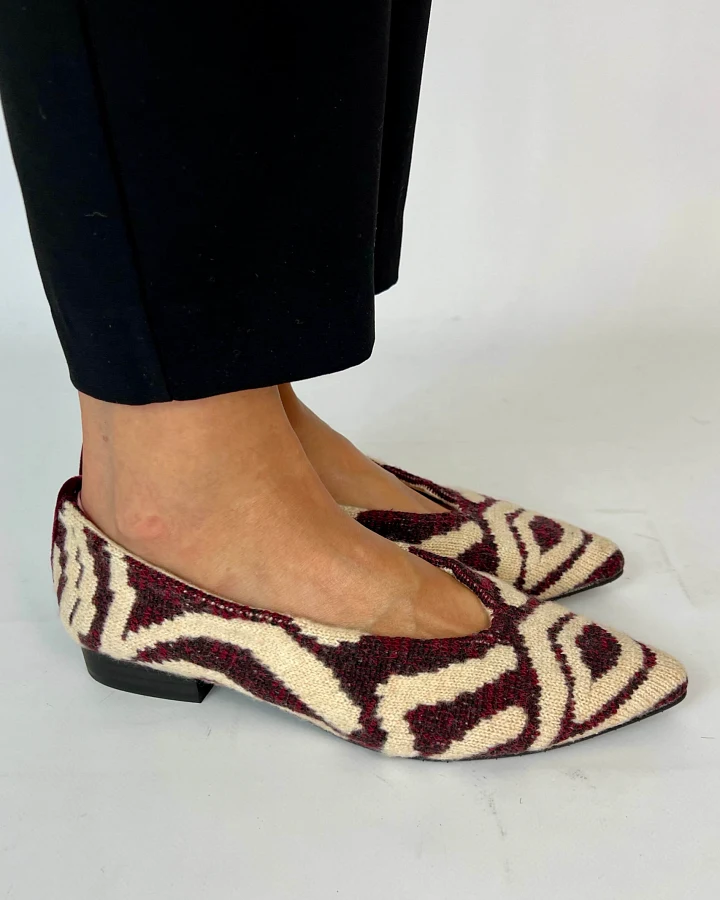 Momoc Damen vegan Ballerina Flats Budapest Tricotosa Bordeaux