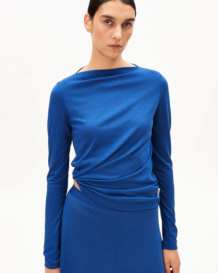 Longsleeve Boat Neck Blau