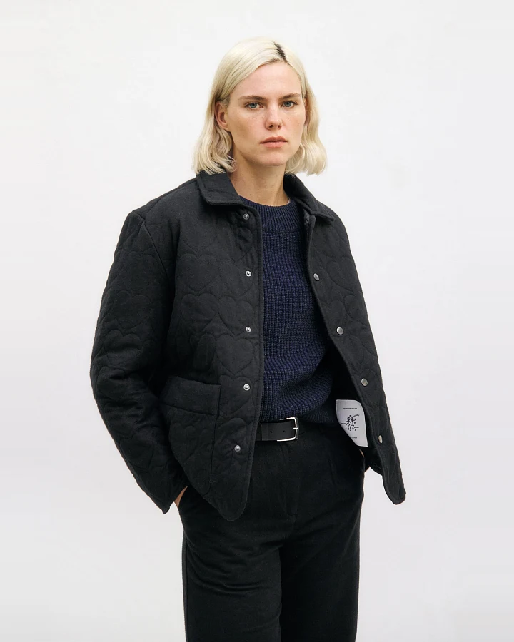 Rotholz Damen vegan Jacke Flanell Gesteppt Schwarz
