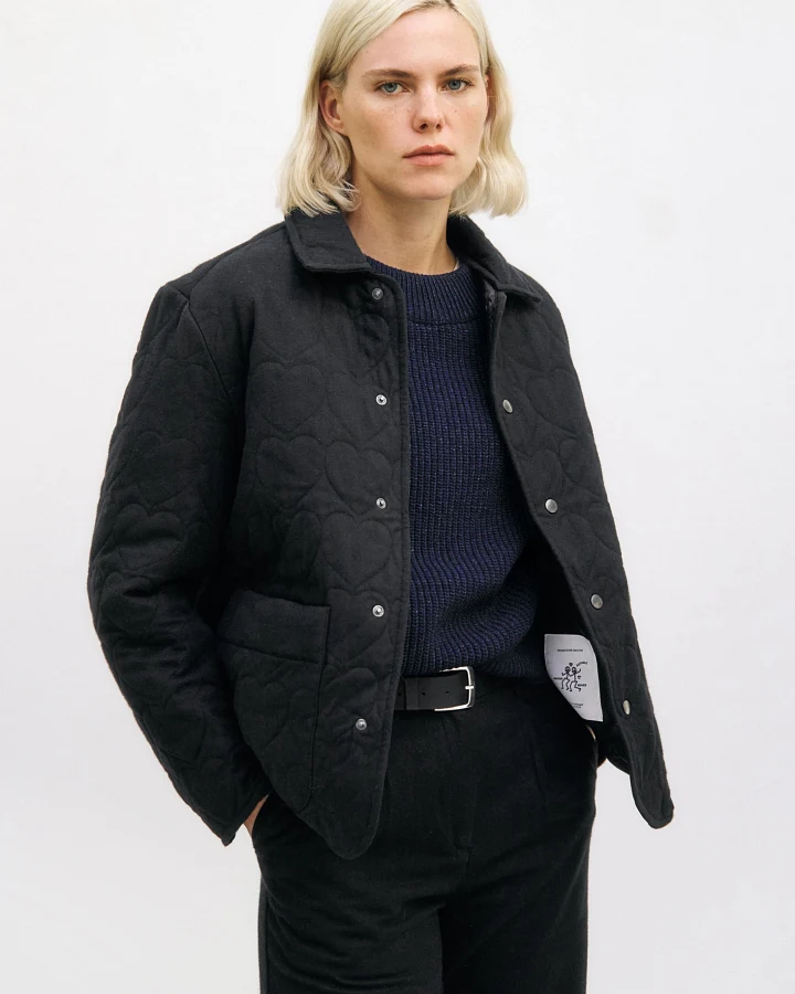 Rotholz Damen vegan Jacke Flanell Gesteppt Schwarz