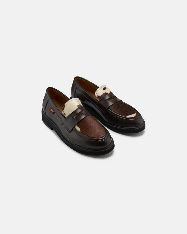 Zèta Herren vegan Loafers Unisex Douro Cow Print Braun/Weiß