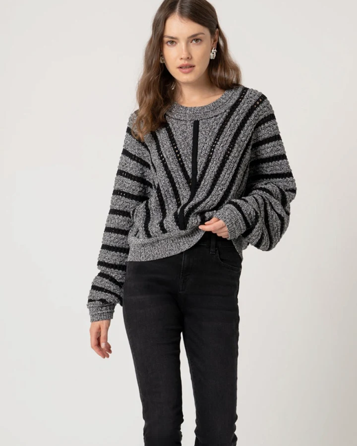 LOVJOI Damen vegan Pullover Elondra Schwarz Melange
