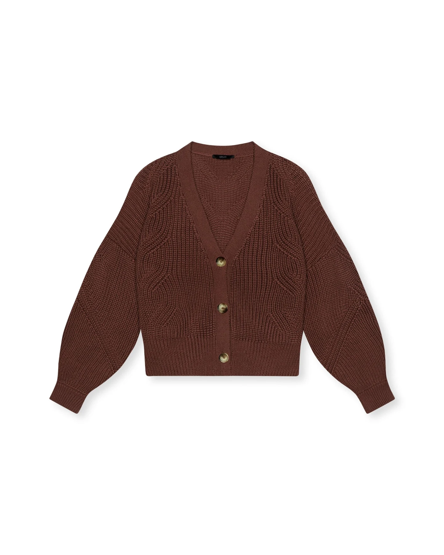 LOVJOI Damen vegan Strickjacke Antoinett Dark Maroon – Ansicht 2
