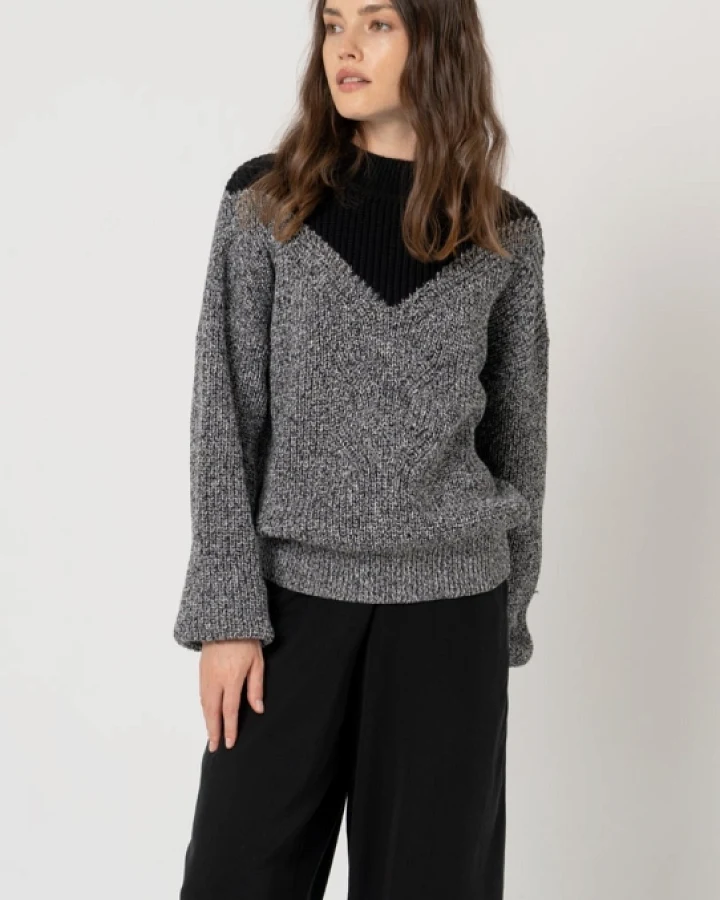 LOVJOI Damen vegan Pullover Melindis Schwarz Melange