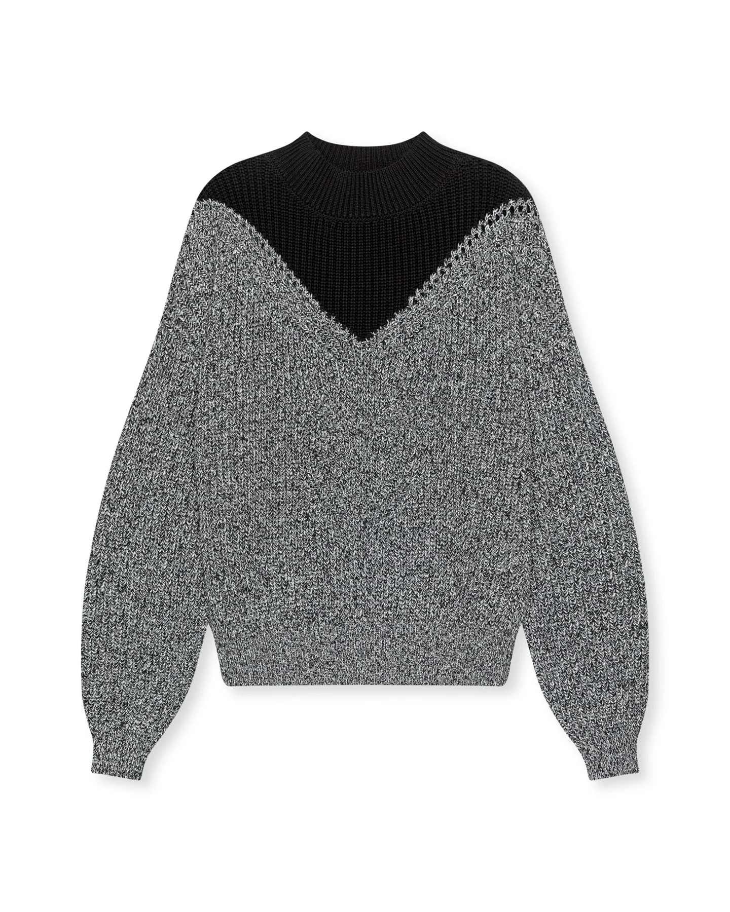 LOVJOI Damen vegan Pullover Melindis Schwarz Melange – Ansicht 2