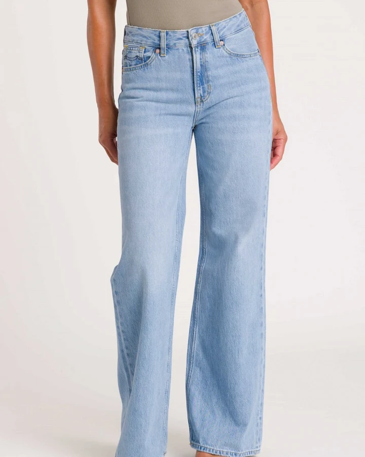 Kings of Indigo Damen vegan Jeans Flare Jane Blau Reef