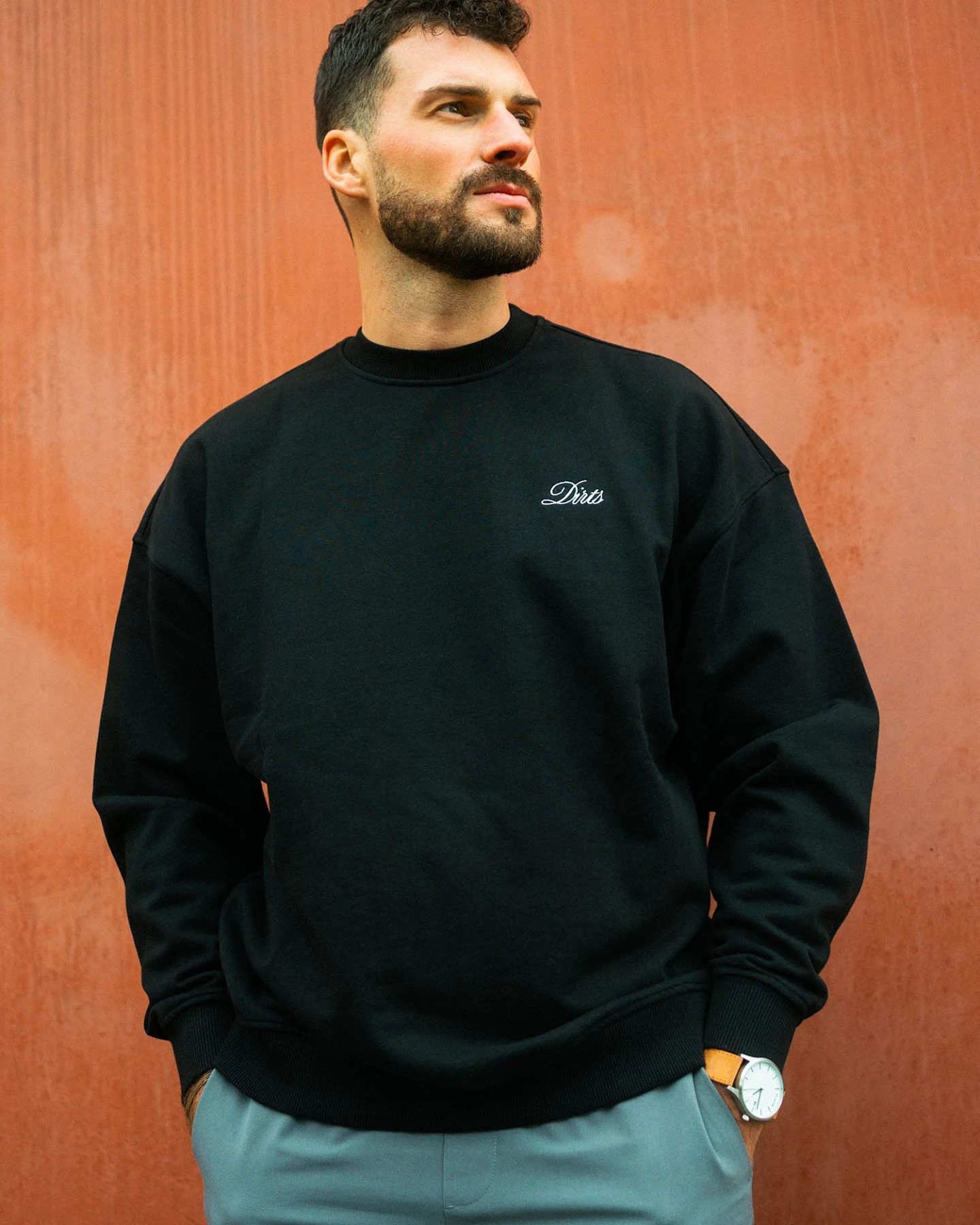 DIRTS Damen vegan Sweatshirt Oversized Country Club Schwarz – Ansicht 2