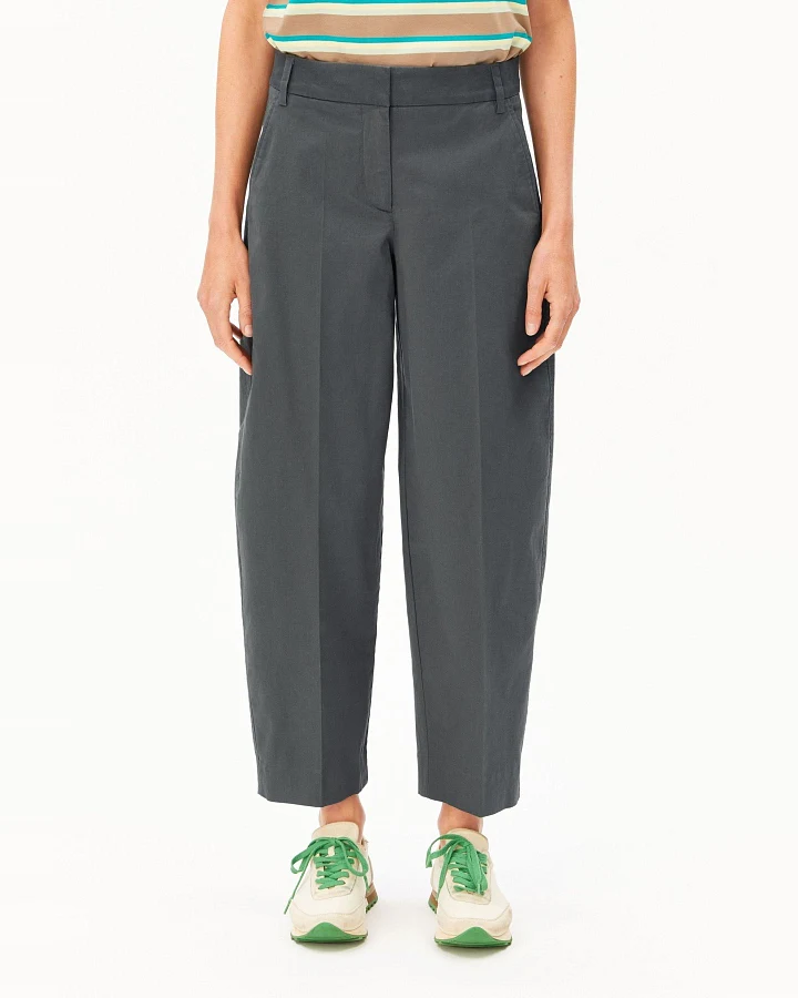 Stoffhose Barrel Leg Twill Grau