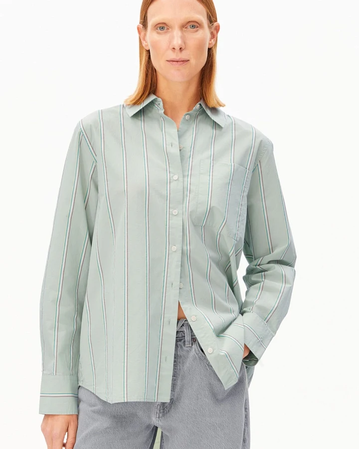 Bluse Loose Stripe Hellgrün