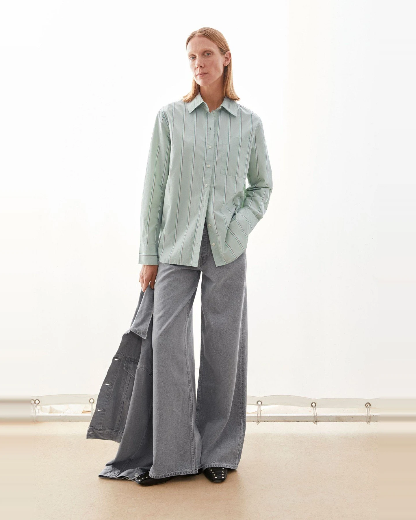 Bluse Loose Stripe Hellgrün – Ansicht 5