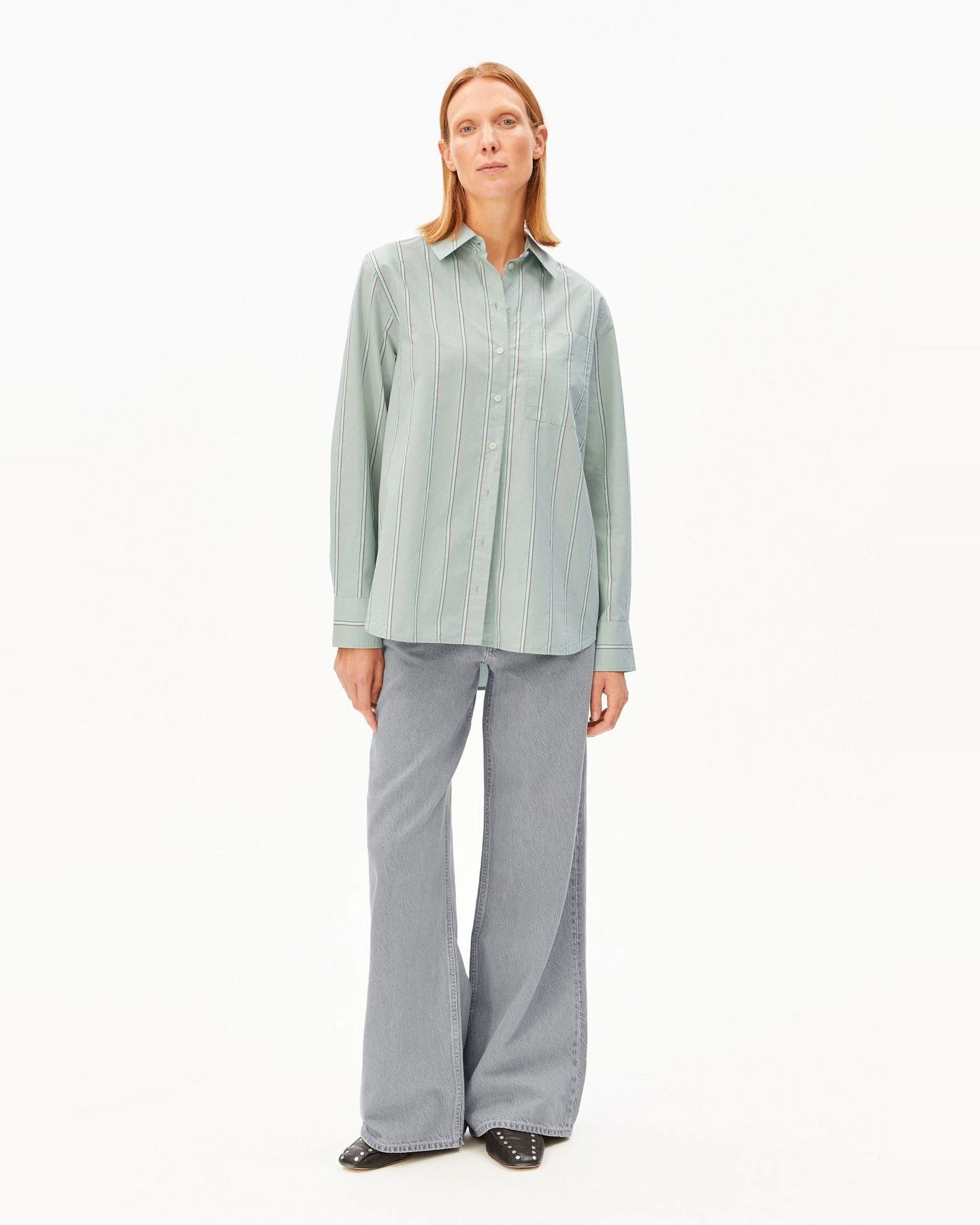 Bluse Loose Stripe Hellgrün – Ansicht 2