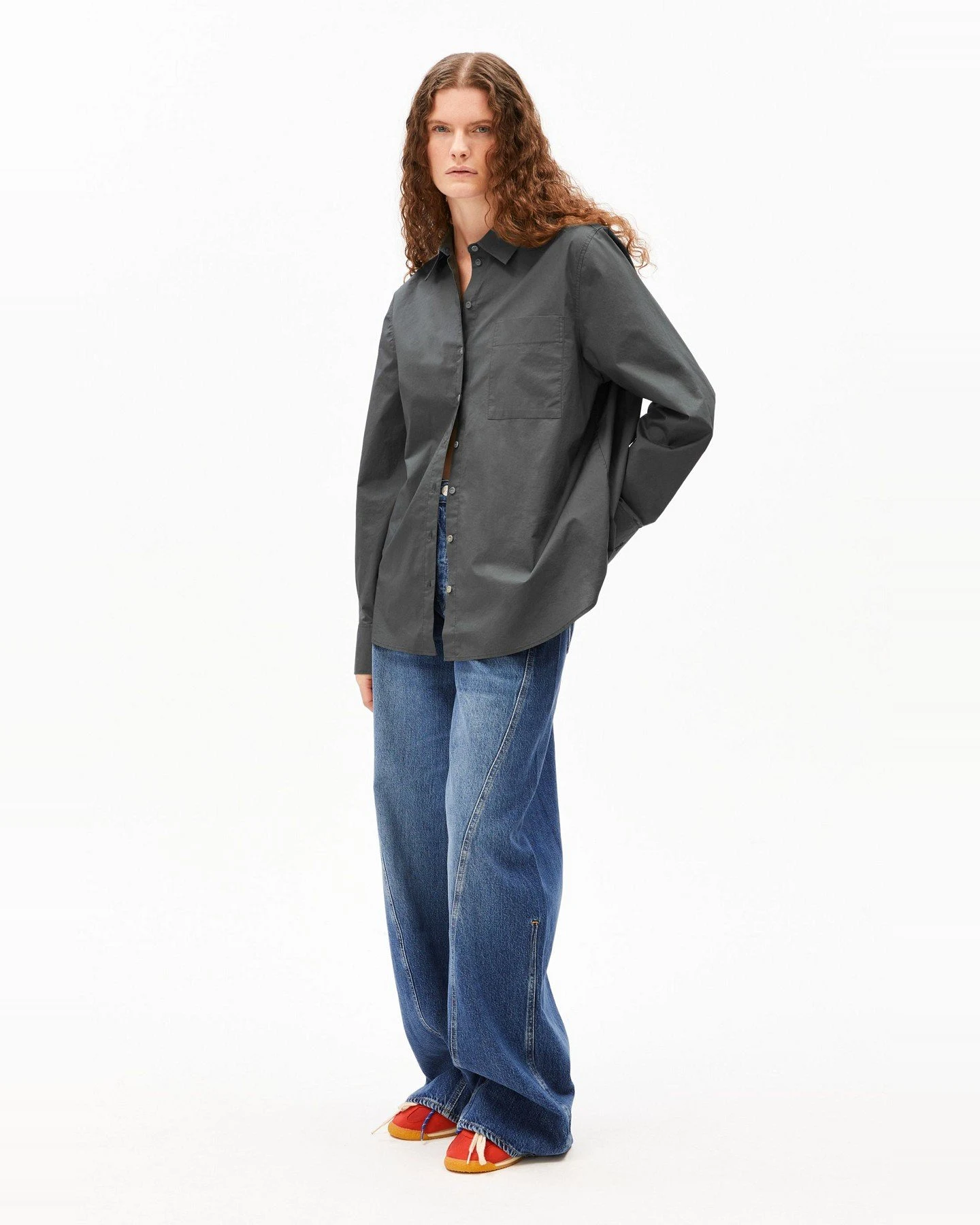 Bluse Poplin Grau – Ansicht 2