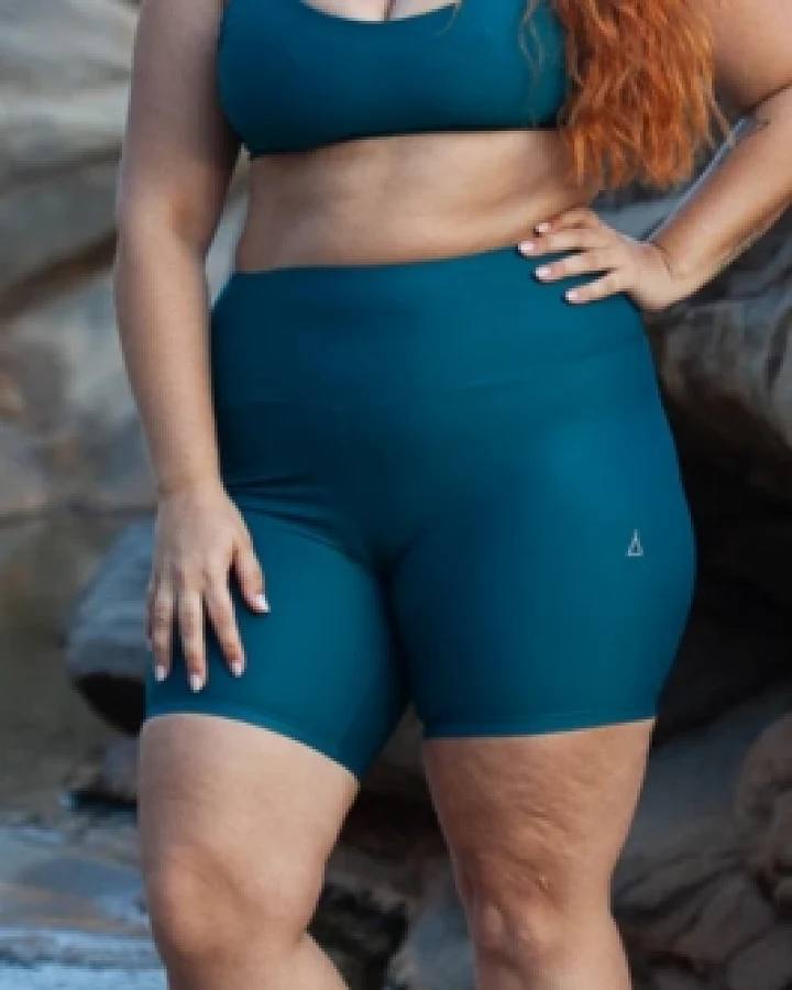 Inaska Damen vegan Shorts Hohe Taille Chill Petrol