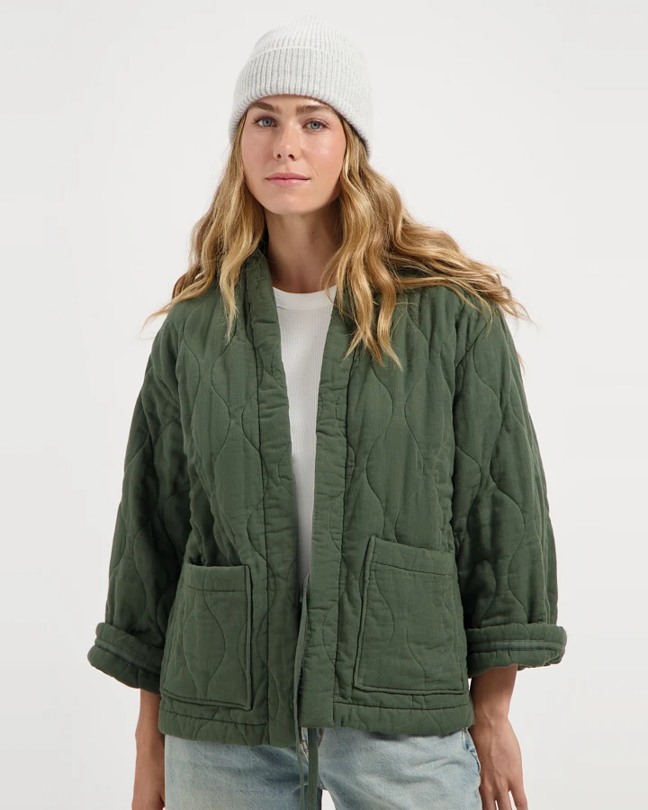 Kuyichi Damen vegan Jacke Gepolstert Nika Moosgrün